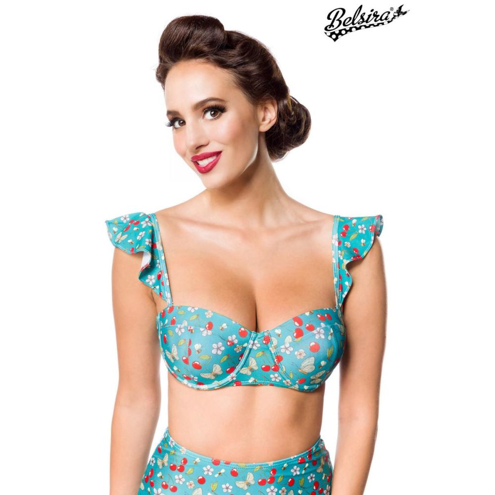 Belsira - Vintage Bikini-Oberteil - Grün/Weiß